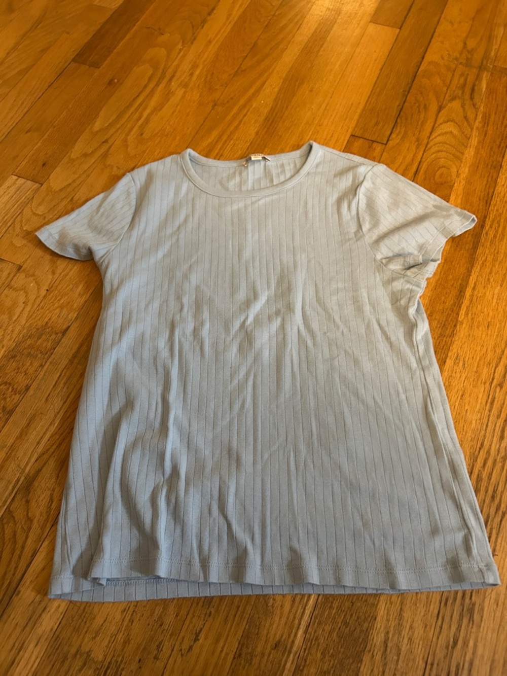 Light Blue Ribbed Short Sleeve Tee - Classic Crew